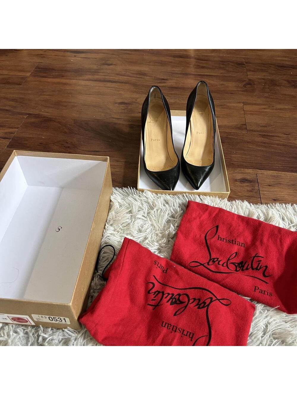 christian louboutin black leather pumps, size 36